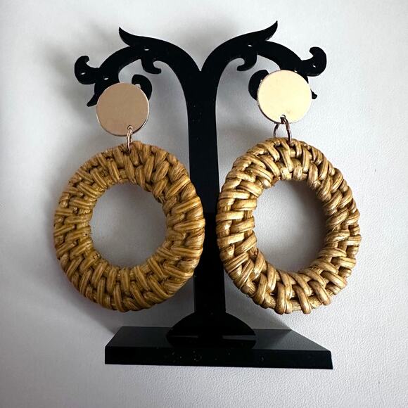 Rattan Circle Drop Earrings - Picture 1 of 1